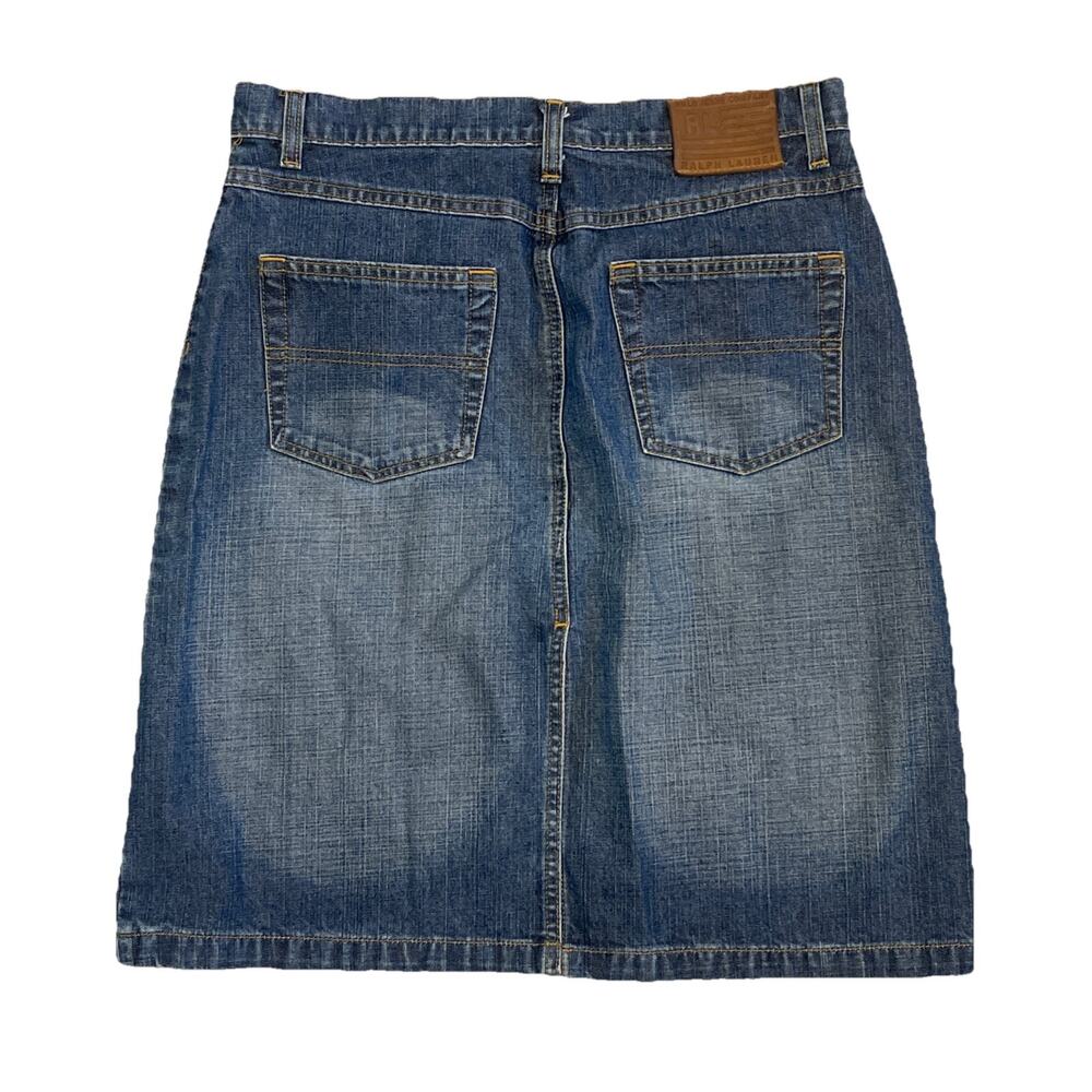 Polo Jeans Co. Ralph Lauren Denim Skirt Women's Size 6 Blue Knee‎ Length Vtg 90s